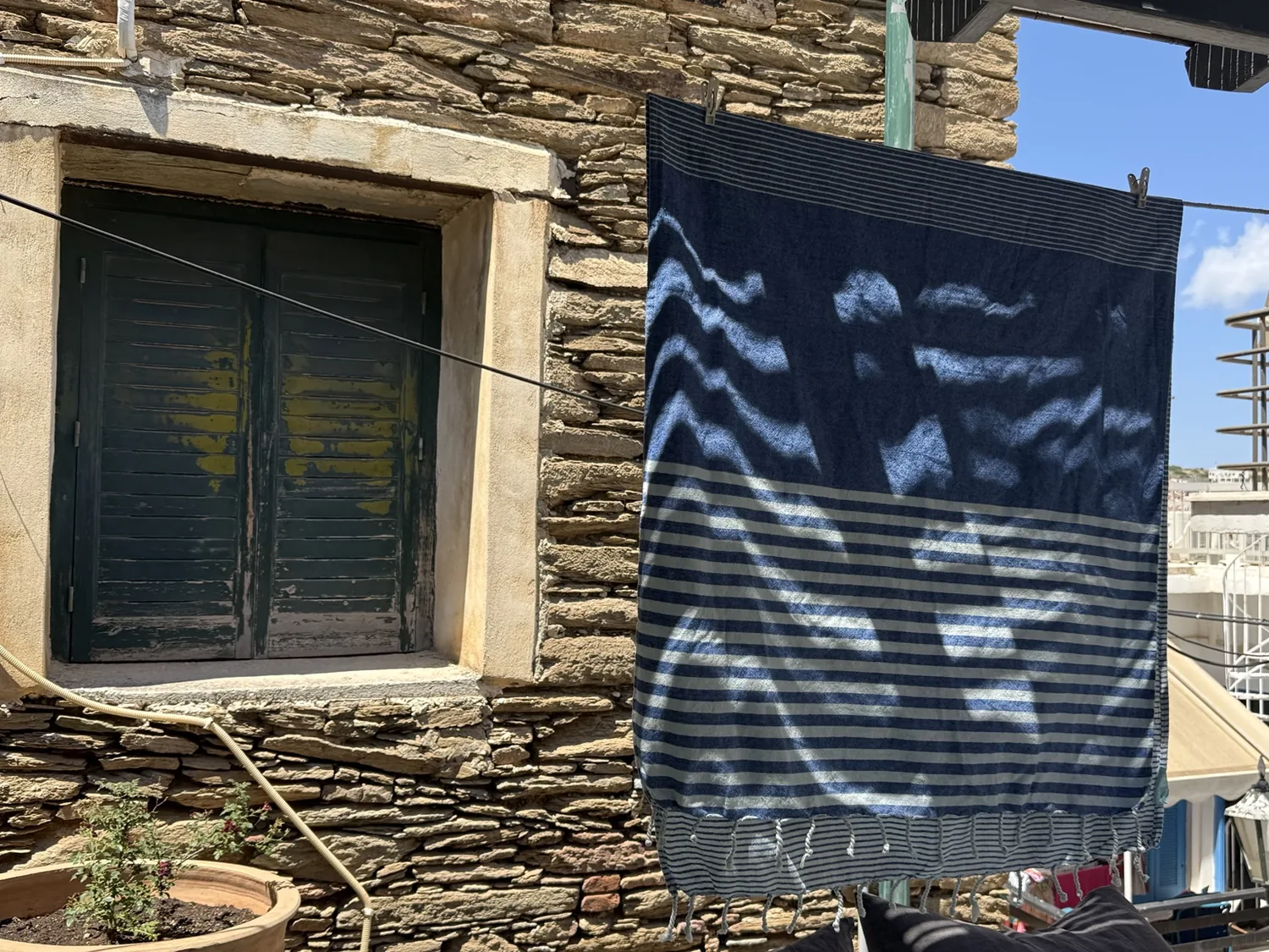 A towel drying in the breeze outside St. Paul’s